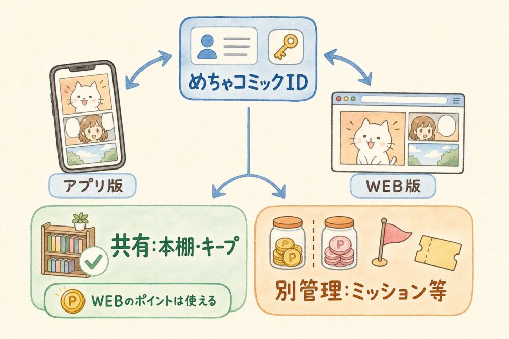 ID連携で共有されるものと別管理のものを示す図