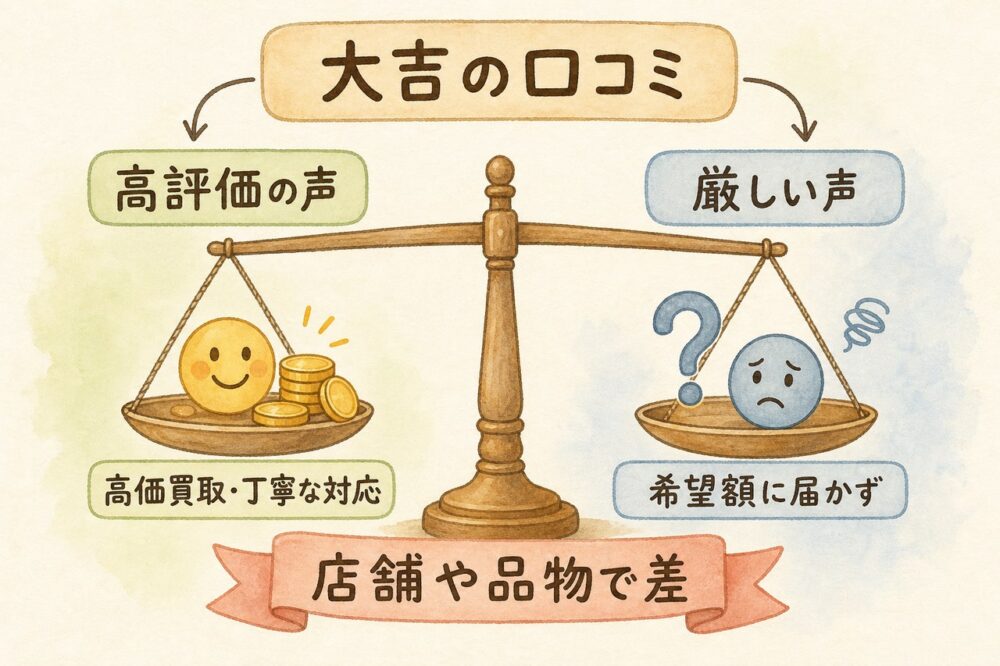 大吉の口コミは高評価と厳しい声で割れる天秤図